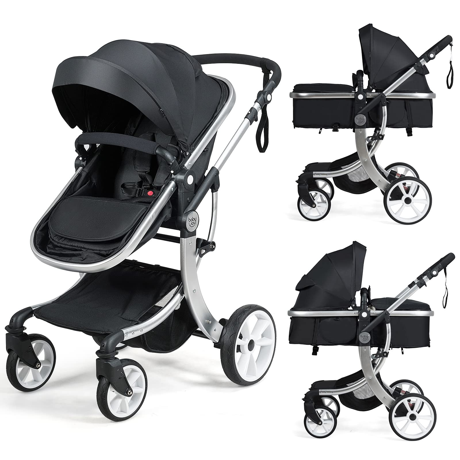 BABY JOY 2-in-1 High Landscape Baby Stroller, Reversible Bassinet Reclining Stroller