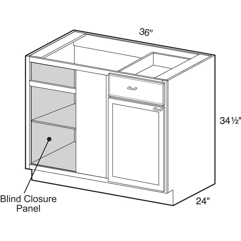 Home Decorators Collection Newport Onyx Gray Shaker Assembled Plywood 36x34.5x24 in. Stock Base Corner Kitchen Cabinet Soft Close Door Drawer Left BBCU42L-NDO