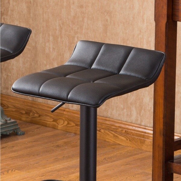 Roundhill Furniture Belham Swivel Black Bonded Leather Adjustable Bar Stool (Set of 2)