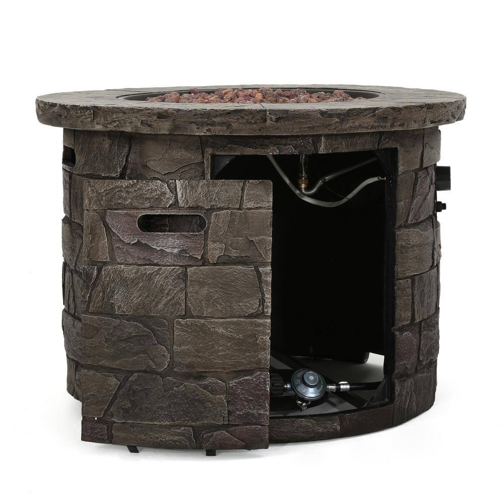 Noble House Stillwater 34.5 in. x 24 in. Dark Brown Circular Gas Outdoor Firepit 11852