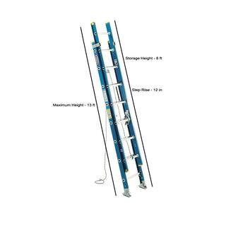 Werner 16 ft. Fiberglass D-Rung Extension Ladder with 250 lb. Load Capacity Type I Duty Rating D6016-2