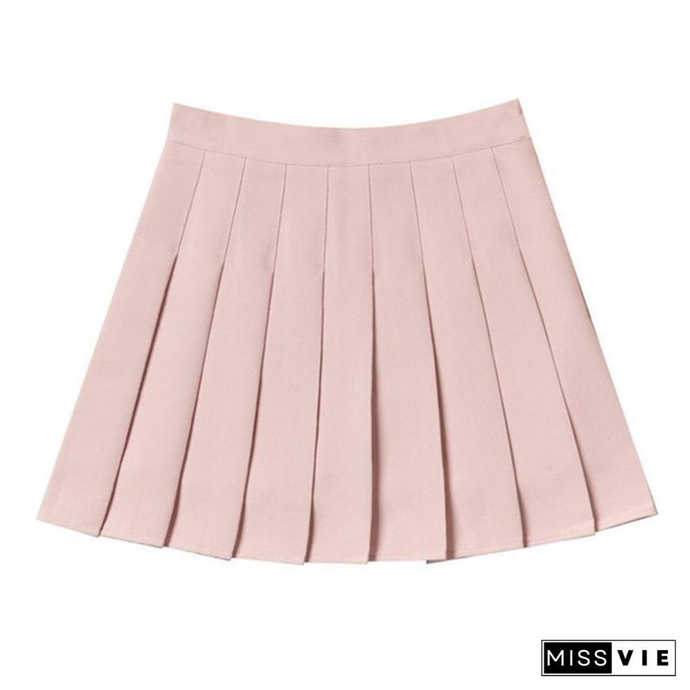 Spring Summer Korean Skirt Shorts Women High Waist Sexy Mini Skirt School Short Pleated Kawaii Japanese Pink Skirt Female