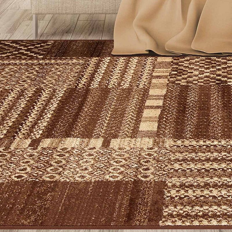 Superior Modern Block Patchwork Power-Loomed Indoor Rug