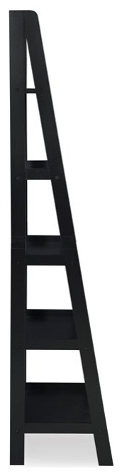 Linon Archdale Wood Open Back 72 quotLadder Bookshelf with 5 Shelves in Black   Transitional   Bookcases   by Homesquare  Houzz