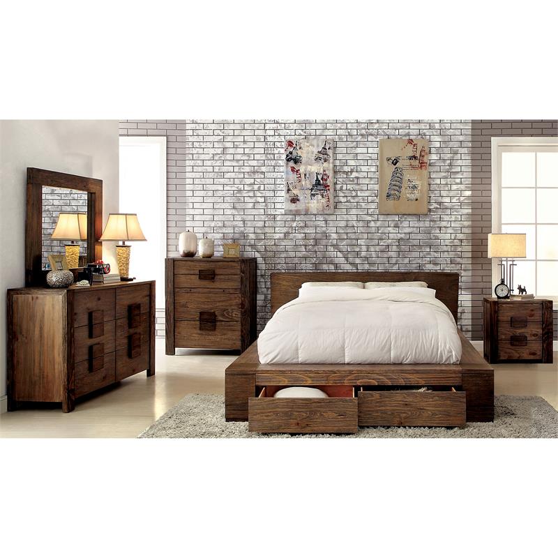 Furniture of America Elbert Wood Cal King Storage Bed in Brown