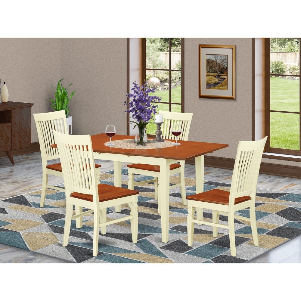 East West Furniture Dining Table Set Includes a Rectangle Wooden Table and Dining Chairs (Pieces and Finish Color Options)