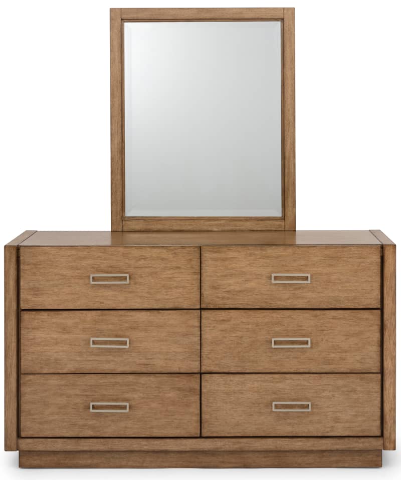 Homestyles Big Sur Oak Six Drawer Dresser and Mirror