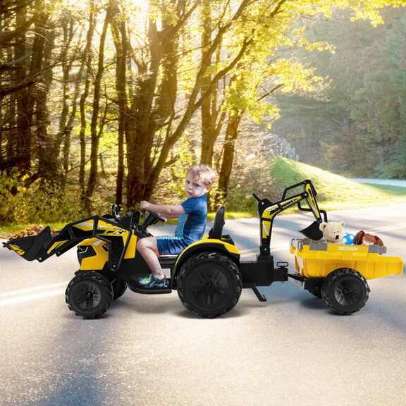 Costway 12V 3 in 1 Kids Ride On Excavator with Sho...