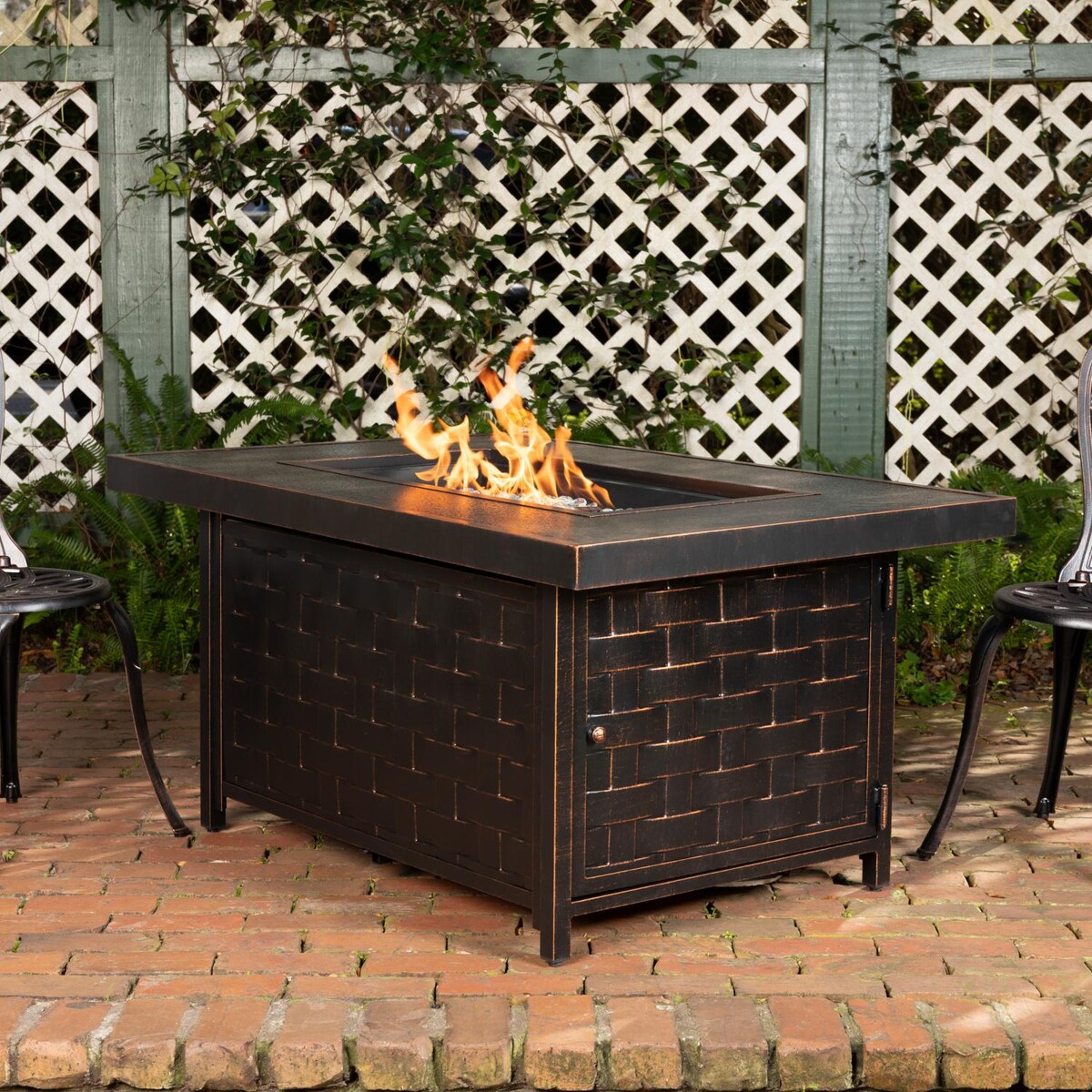 Ultimate Patio Magnolia Way 48-Inch Rectangular Aluminum Propane Fire Pit Table