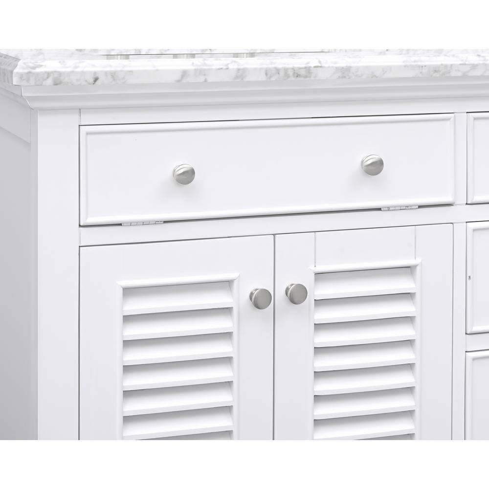 Home Decorators Collection Fallworth 61 in. W x 22 in. D x 35 in. H Bathroom Vanity in White with Carrara White Marble Top 19115-VS61-WT