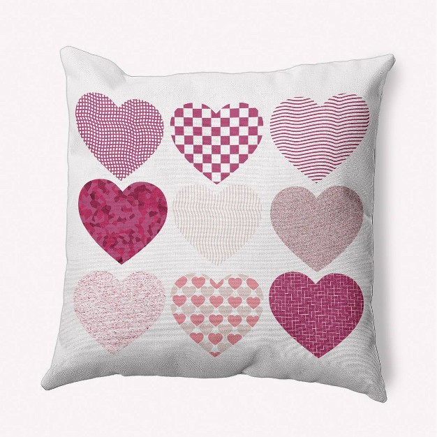 Valentine x27 s Day Patterned Hearts Square Throw Pillow Pink E By Design