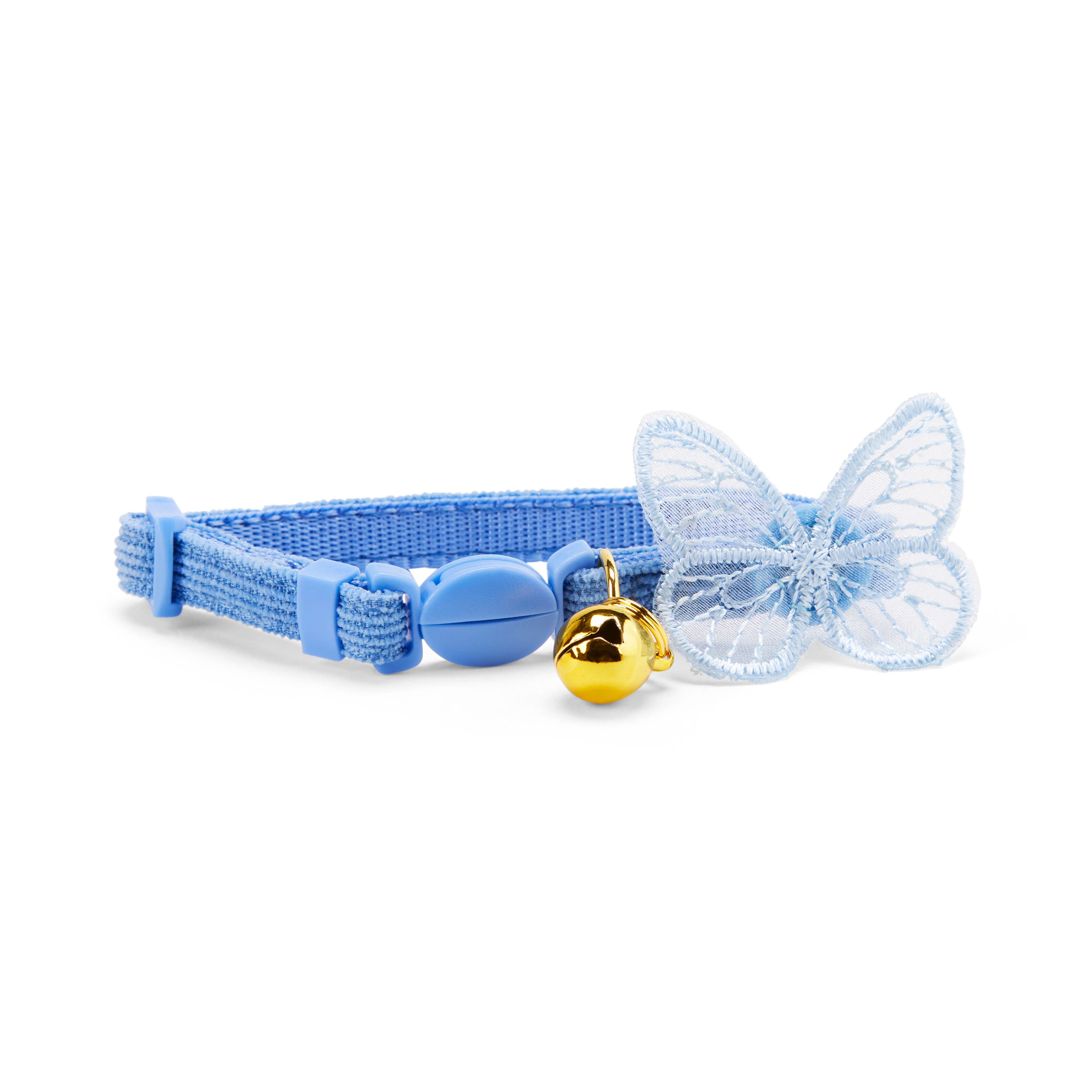 YOULY The Happy-Go-Lucky Blue Butterfly-Embellished Breakaway Kitten Collar