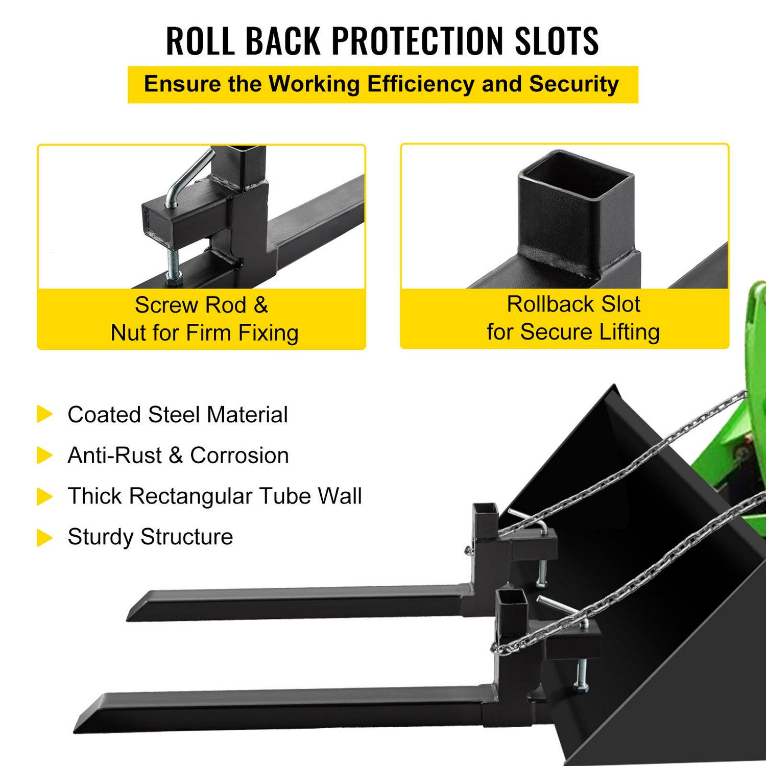 VEVORbrand Clamp On Pallet Forks 4000 lbs， Tractor Bucket Forks 60in Quick Attach， Fork Attachment for Skid Steer，Loader Bucket