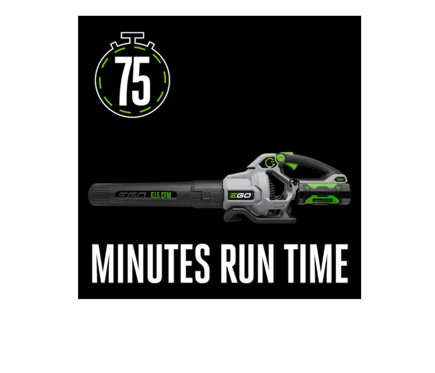 EGO LB6151 POWER+ 56-volt 615-CFM 170-MPH Brushless Handheld Cordless Electric Leaf Blower 2.5 Ah (Battery and Charger Included)