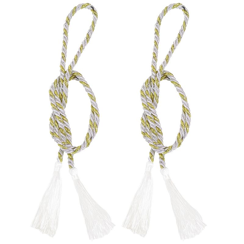 Sunnydaze Set of 2 Indoor/Outdoor Rope Curtain Tiebacks with Tassels