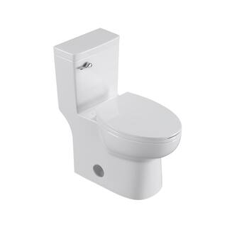 tunuo 1-piece 1.28GPF Single Flush Elongated Toilet in Glossy White Seat Included SF-YBS-128