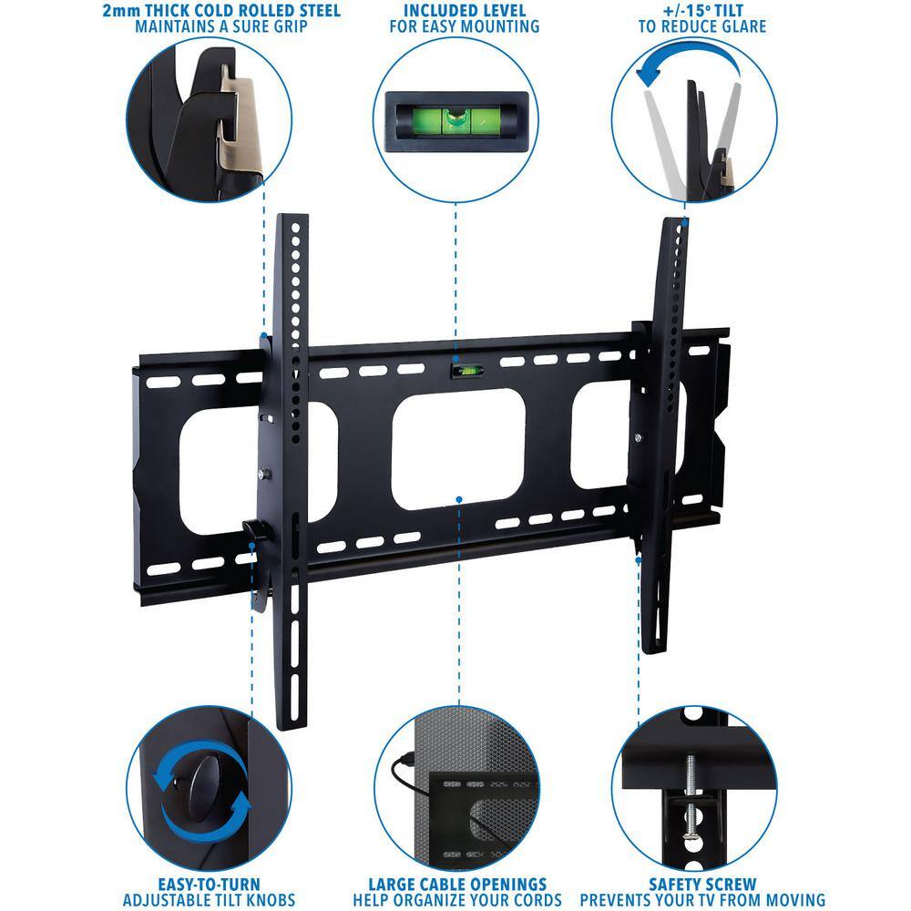 mount-it! Heavy-Duty Tilting and Locking Low Profile TV Wall Mount for Screens 32 in to 65 in. MI-303B