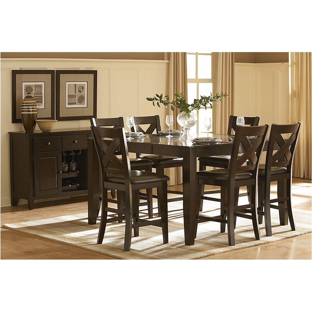 Micah Point Brown Faux Leather Counter Height Set