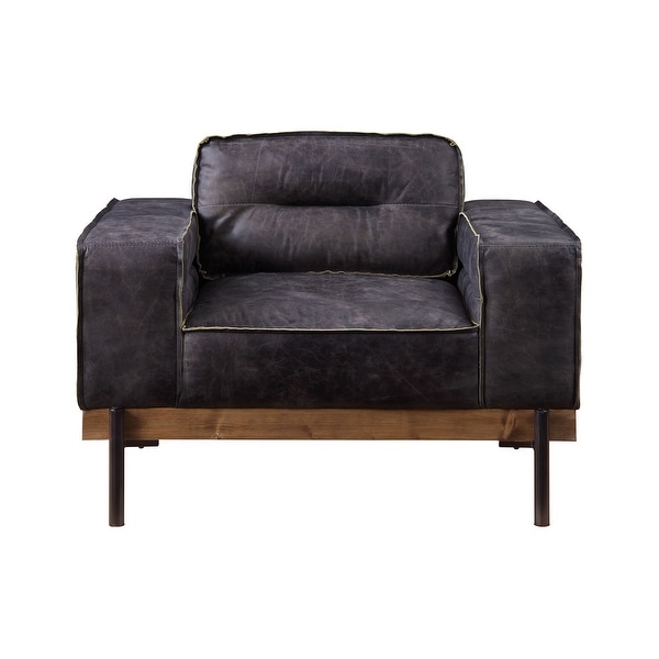 ACME Silchester Square Arm Tufted Accent Chair in Antique Ebony