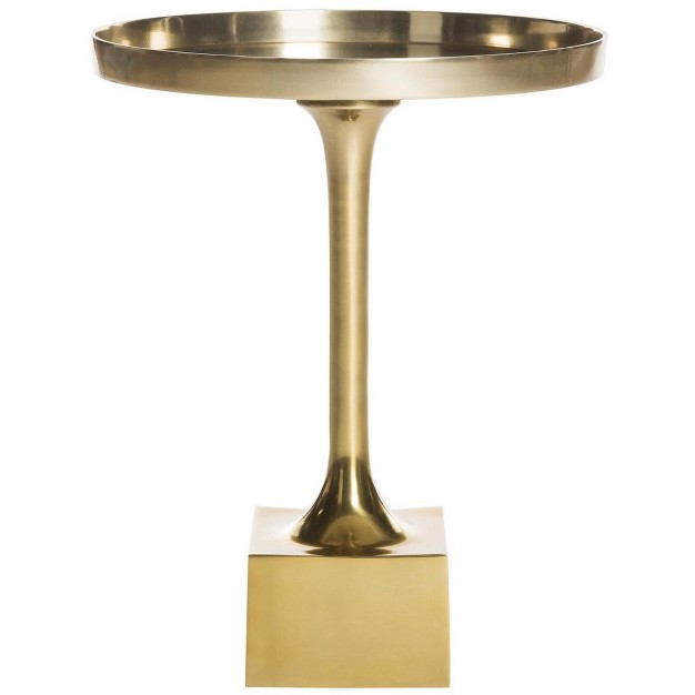 Corvus Round Side Table Accent Table Antique Brass Safavieh