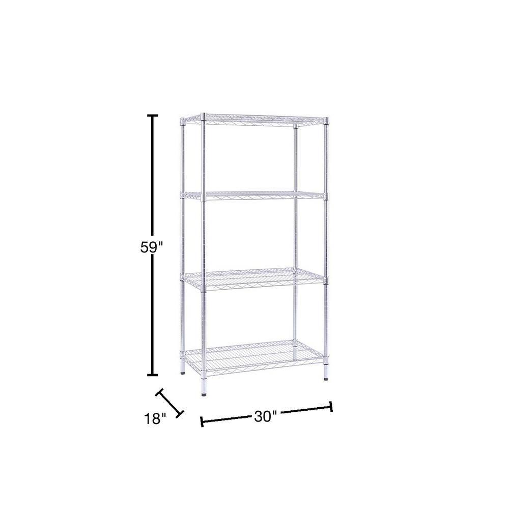 mzg 4 Tier Commercial Chrome Shelving Unit 18 in. x 30 in. x 59 in. U4575150OIBH412KC