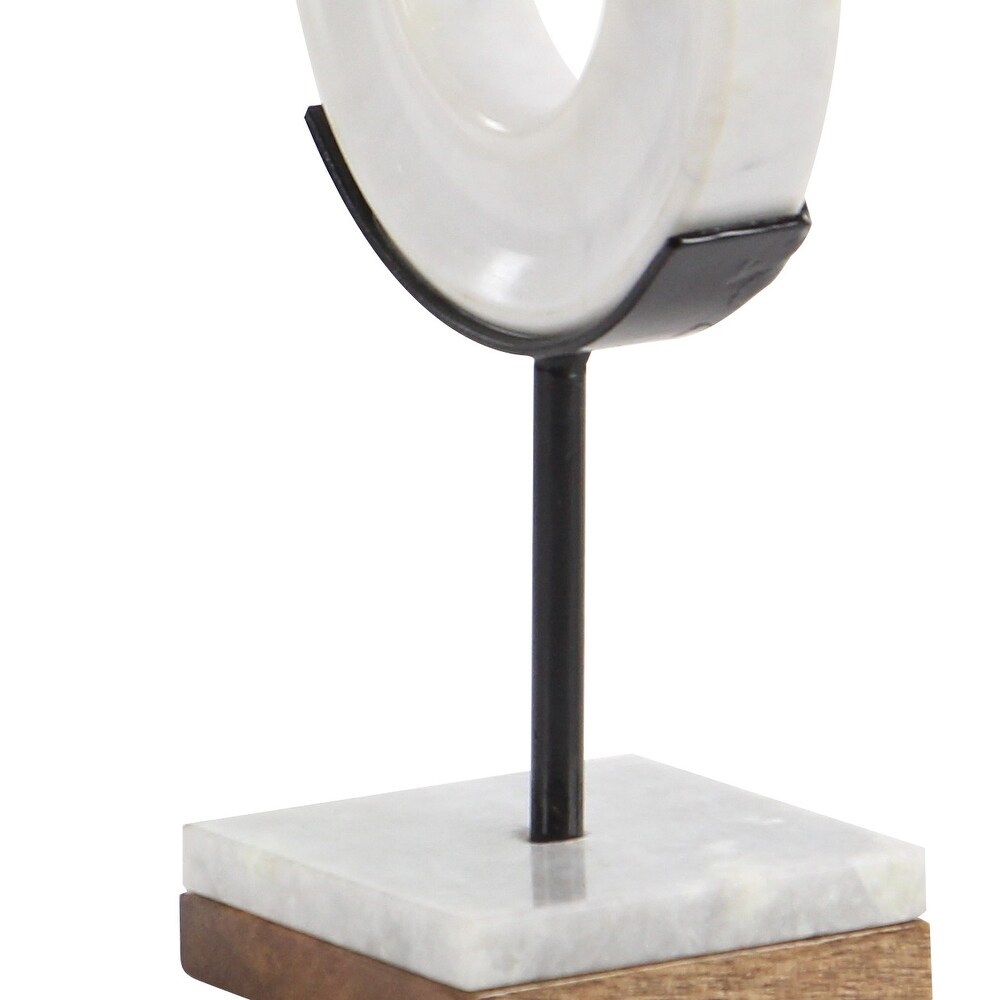 White Marble Modern Sculpture Round   6 x 4 x 11Round