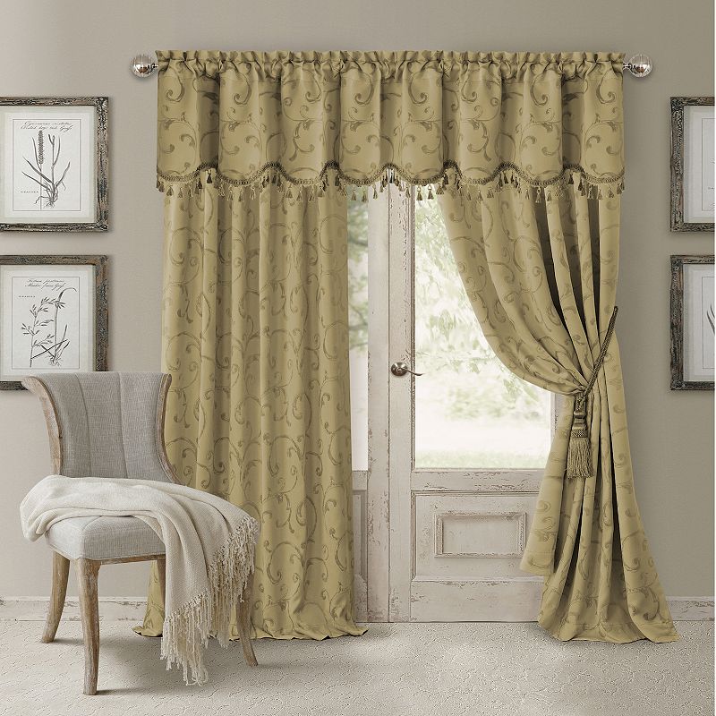 Elrene Home Fashions Mia Jacquard Scroll Blackout Window Curtain