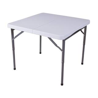 Plastic Development Group 1-Piece Plastic Development 34 in. White Metal Foldable Card Table 844FIH