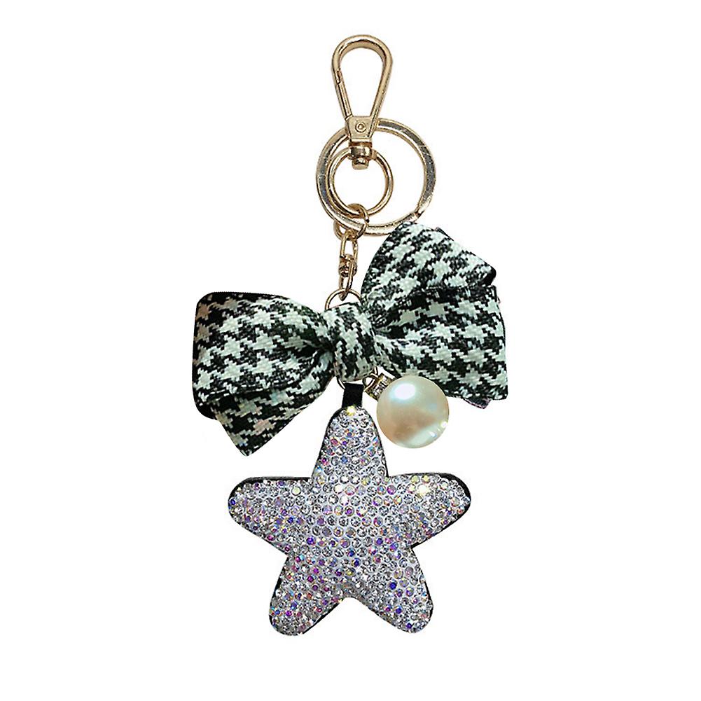 Bling Crystal Keychain Key Chain With Five-pointed Star Sparkling Rhinestone Bowknot Keyring Charm Purse Pendant Handbag Ornament Gift For Women Girls