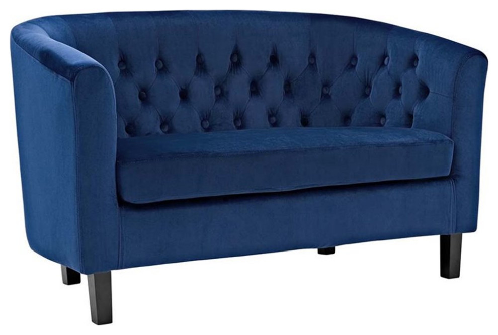 Modway Prospect 2 Piece Modern Tufted Performance Velvet Sofa Set in Navy   Transitional   Living Room Furniture Sets   by Homesquare  Houzz