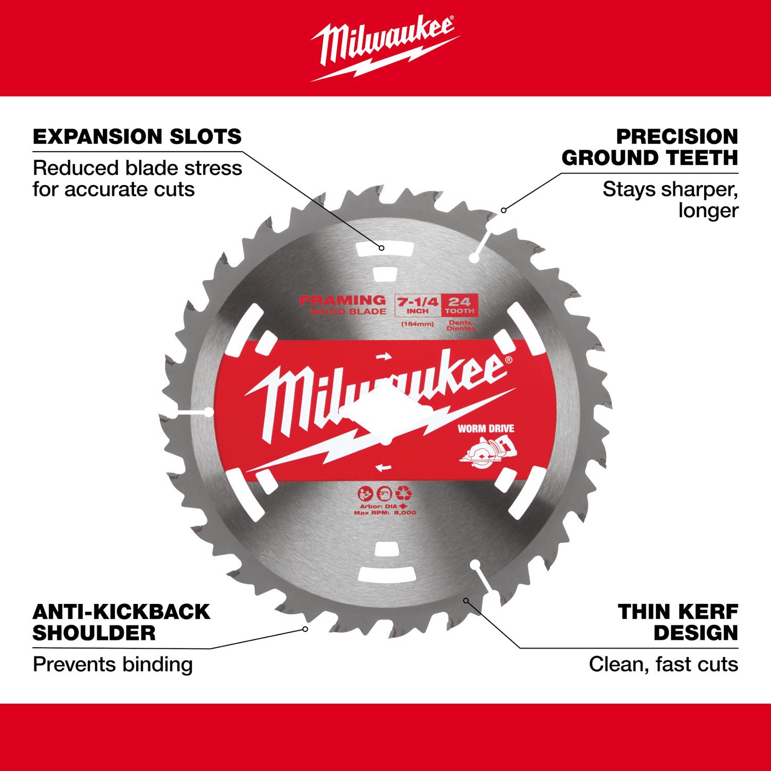 MW 7-1/4 in. D X 5/8 in. Tungsten Carbide Circular Saw Blade 24 teeth 10 pk