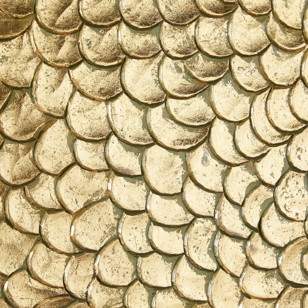 Gold or Silver Wood Carved Scales Abstract Wall Decor with Hammered Inspired Design