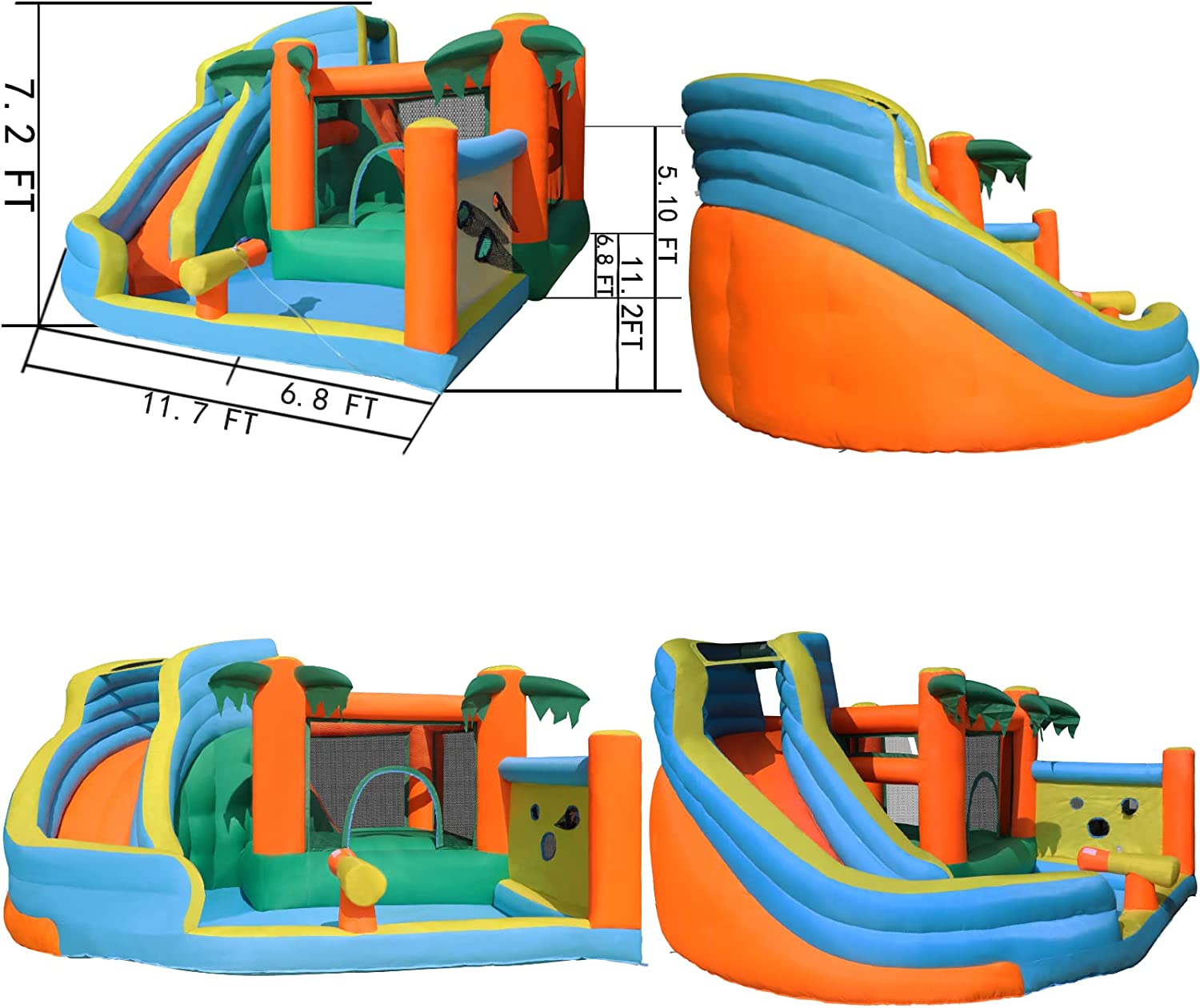 WGIA Inflatable Water Slide,Wet and Dry Inflatable Bounce Housewith Indoor,Bounce House with Slide,Children's Rock Climbing Wall with Blower