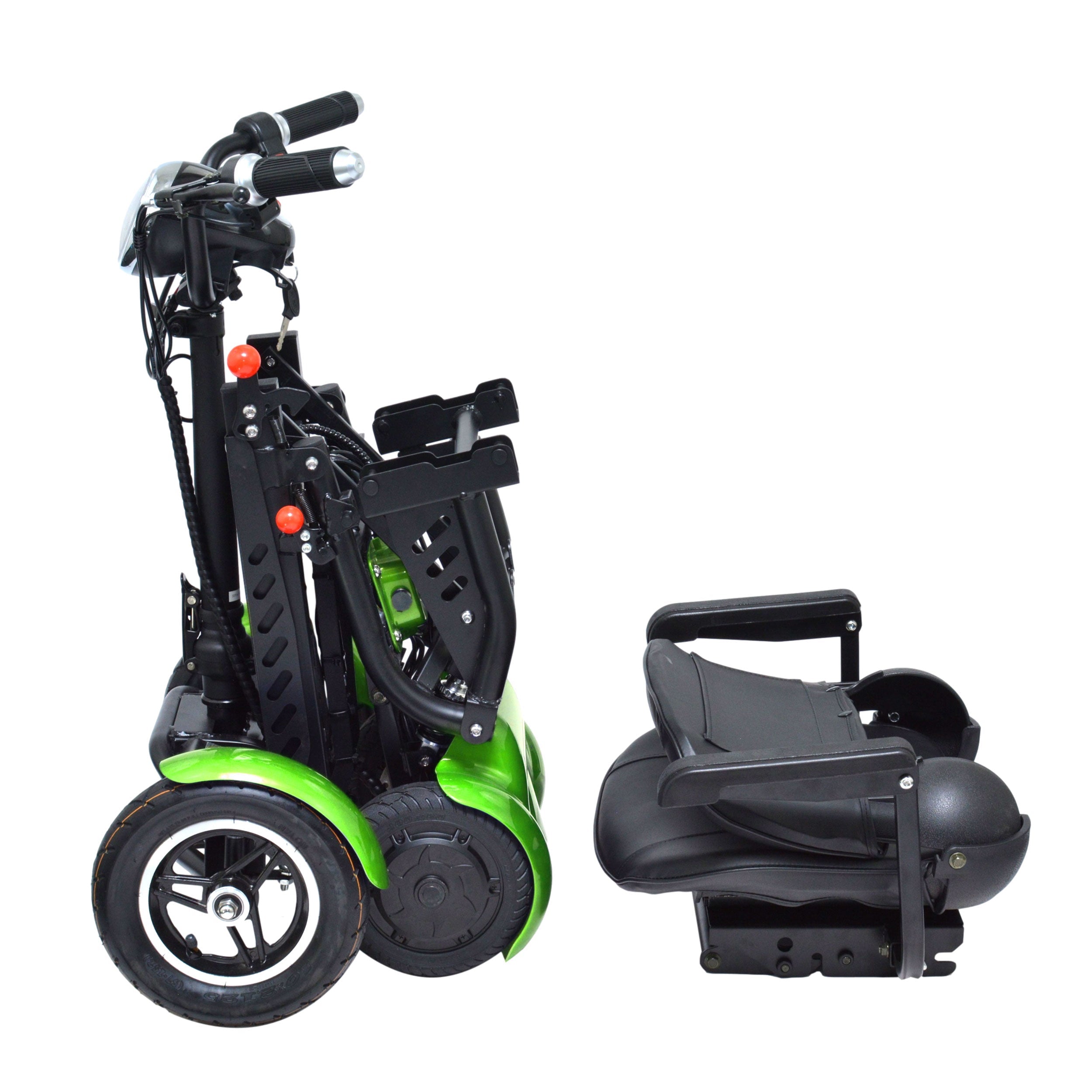 Special Design Green Portable Travel Scooter, LED Lights Extra Child Seat