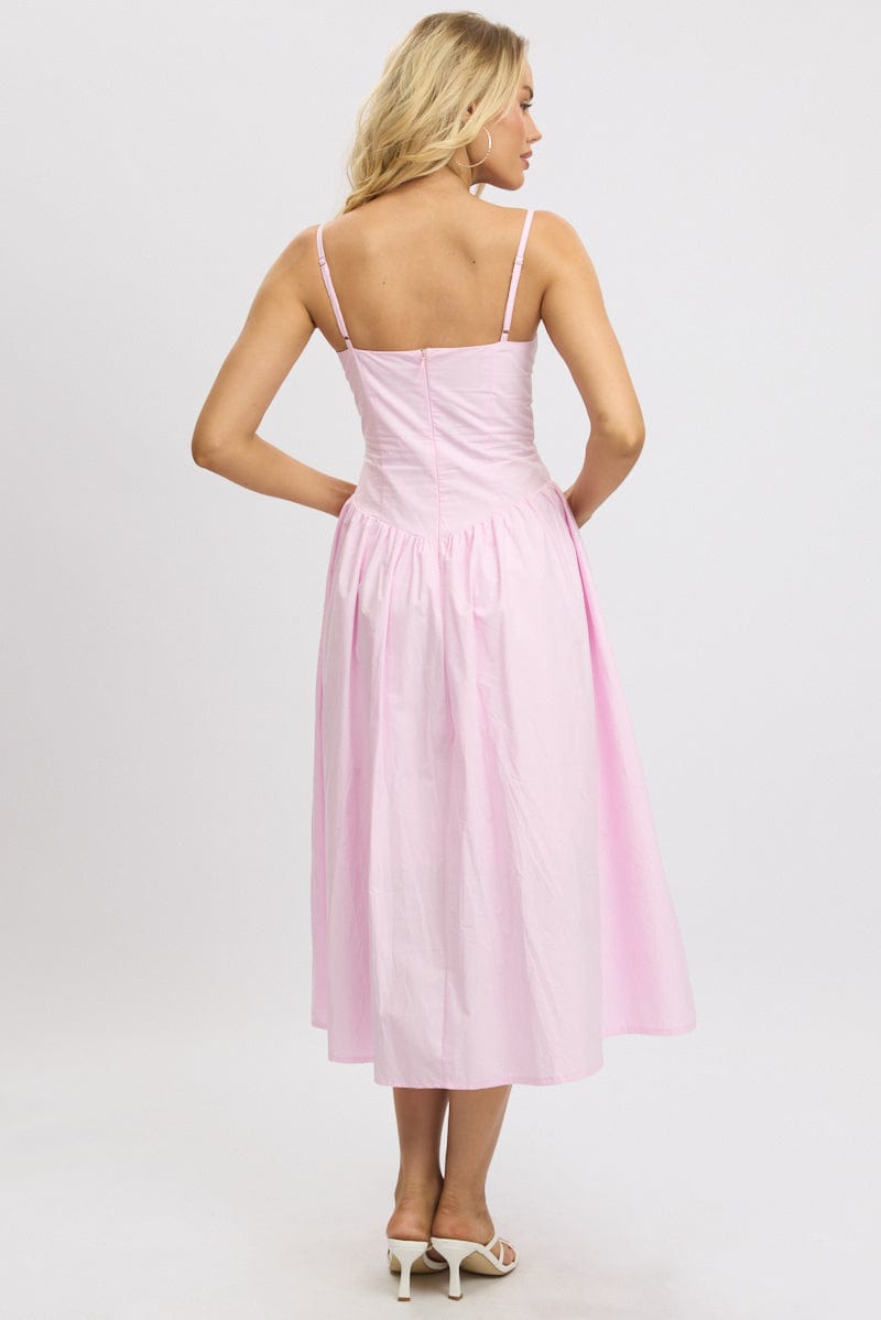 Pink Midi Dress Corset Bust