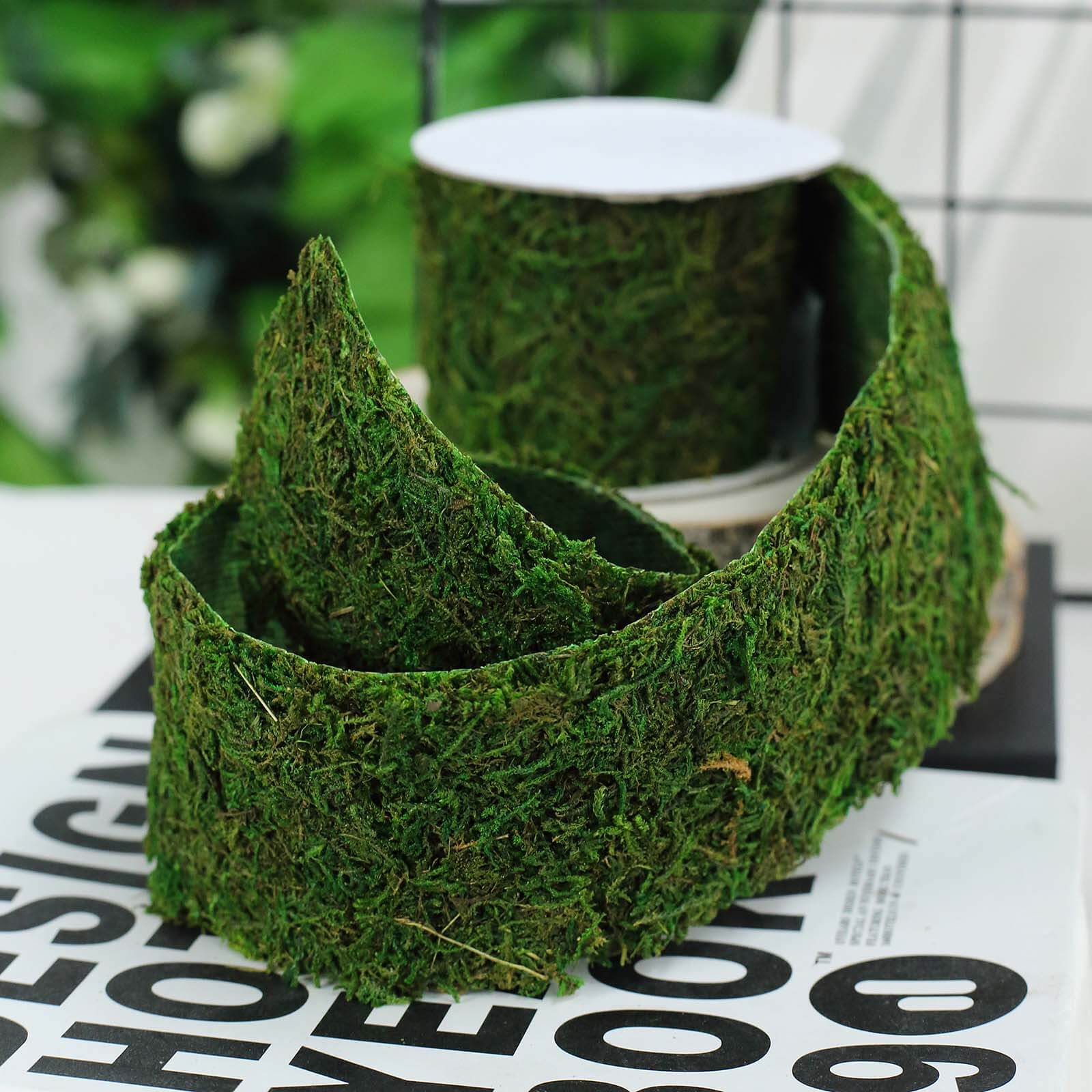 Green Preserved Moss Ribbon Roll, DIY Craft Ribbon 4ft 2