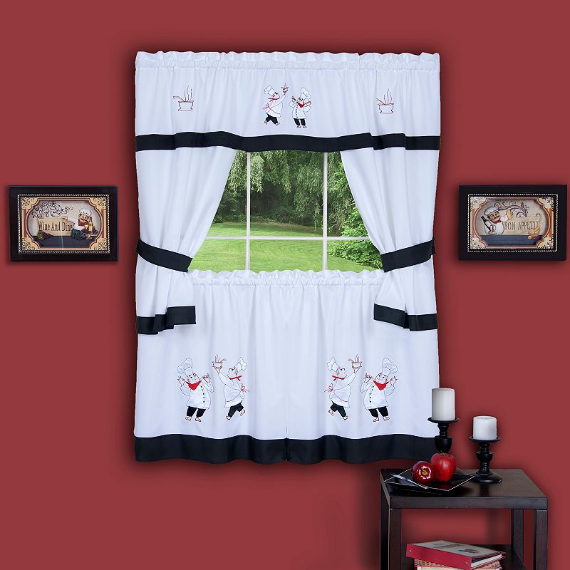 Gourmet Chef 5-piece. Tier Swag Kitchen Window Curtain Set