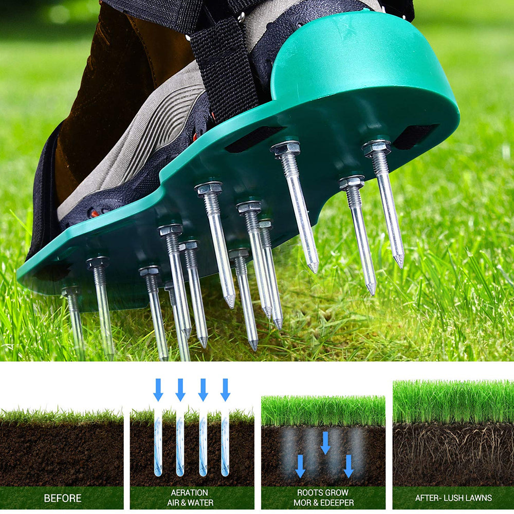 ZTOO 13 x 45 mm Spikes Pair Lawn Garden Grass Aerator Aerating Sandals Shoes with Metal Buckles and 3 Straps for Aerating Your Lawn or Yard