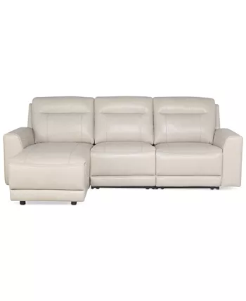 Macy's CLOSEOUT! Blairemoore 3-Pc. Leather Sofa with Power Chaise and 2 Power Recliners