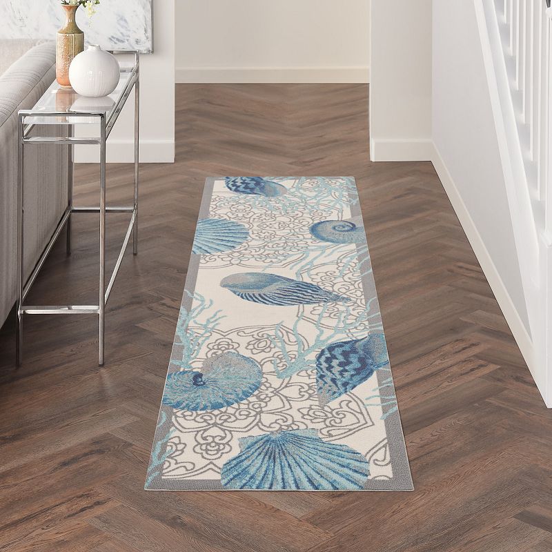 Waverly Sun N' Shade Coastal Mandala Indoor Outdoor Rug