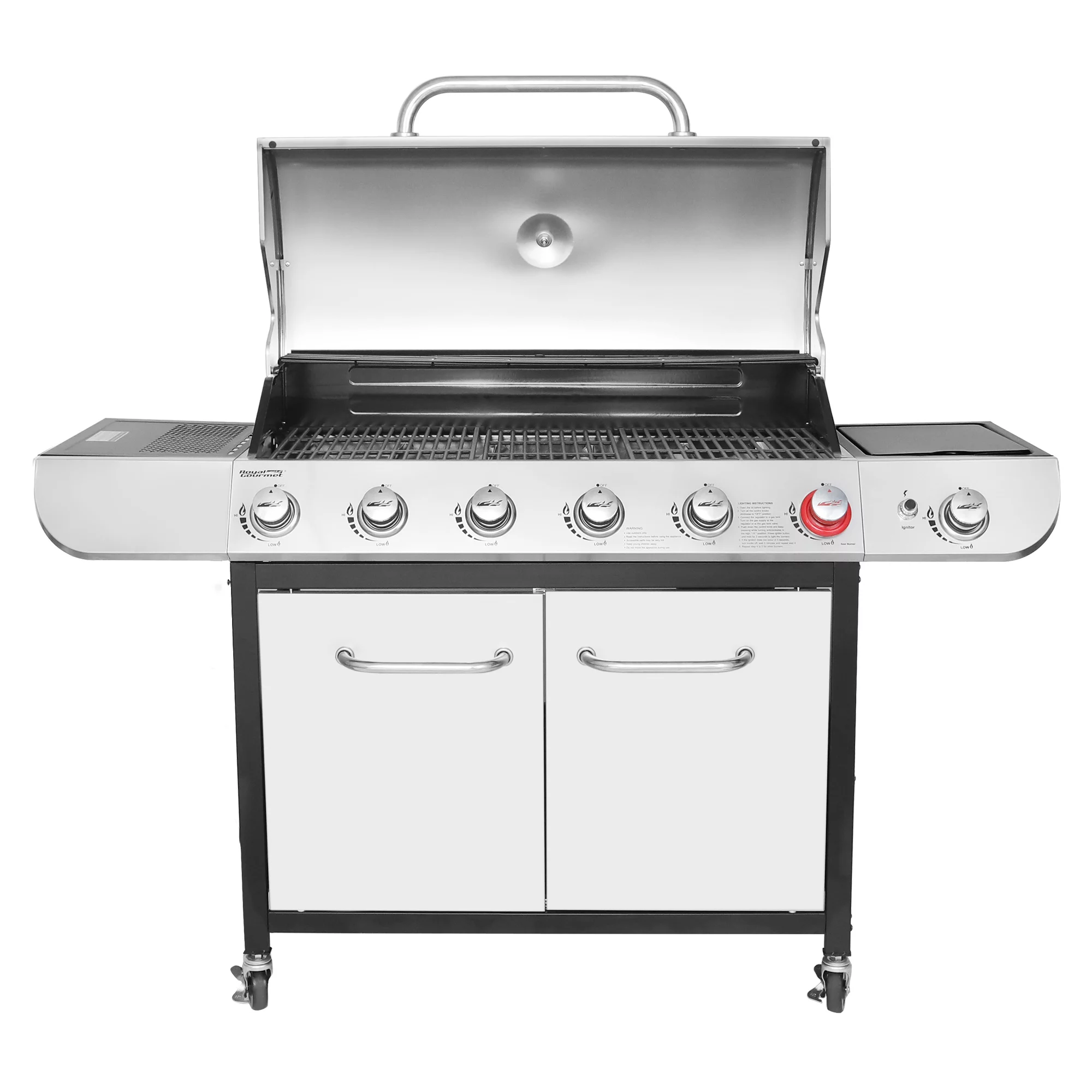 Royal Gourmet SG6002 Classic 6-Burner 71000-BTU LP Gas Grill with Sear Burner and Side Burner， Stainless Steel