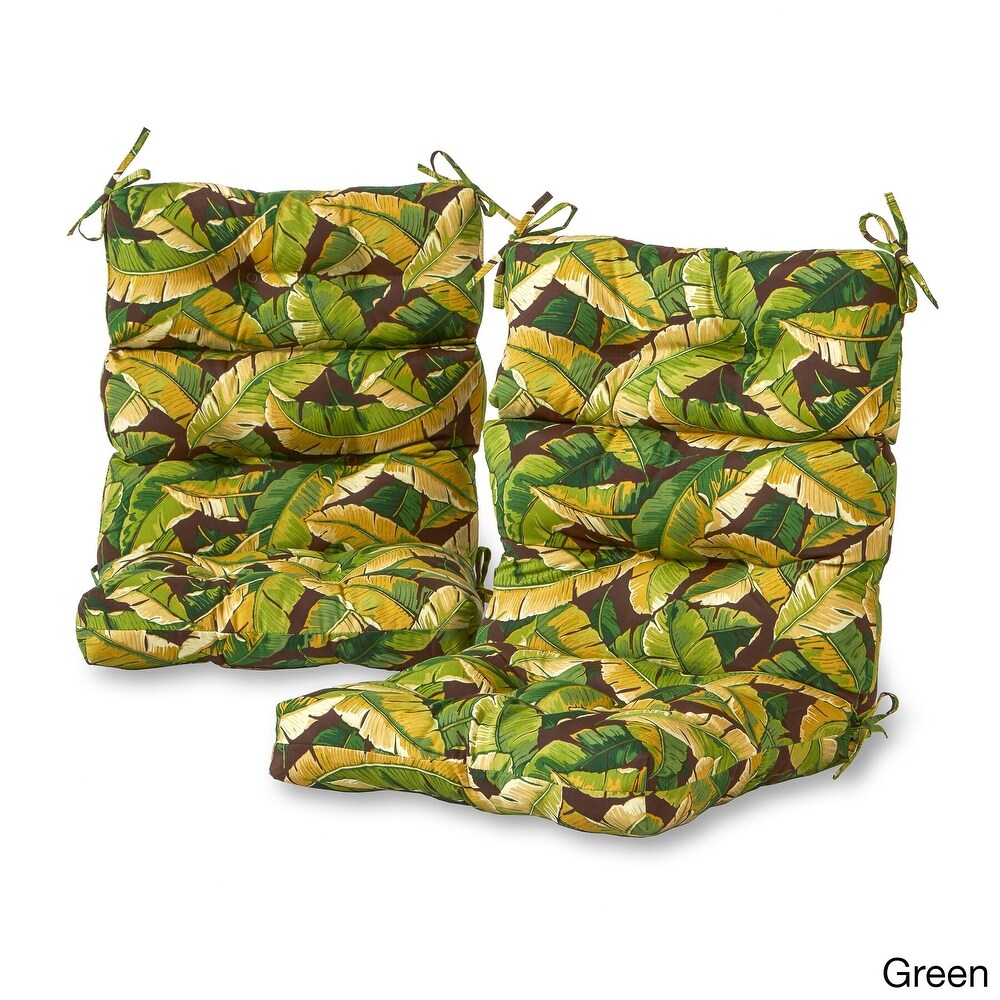 Diggs 3 section 22 inch x 44 inch Outdoor Palm Leaves High Back Chair Cushion (Set of 2) by Havenside Home   44l x 22w