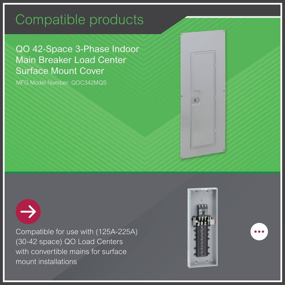 Square D QO 42-Space 3-Phase Indoor Main Breaker Load Center Surface Mount Cover QOC342MQS