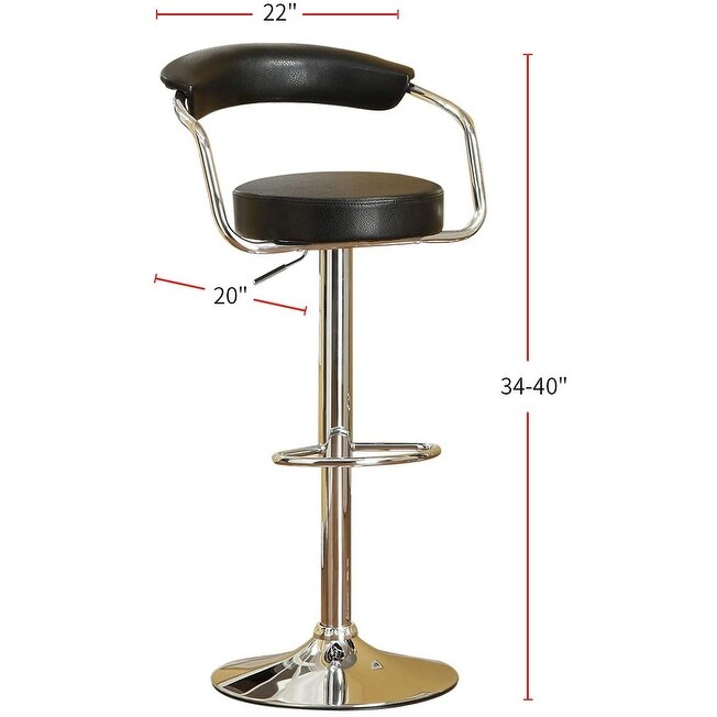 Contemporary Design Set of 2 Faux Leather Bar Stools Counter Height Chairs with Short Back Adjustable Swivel Kitchen Stools