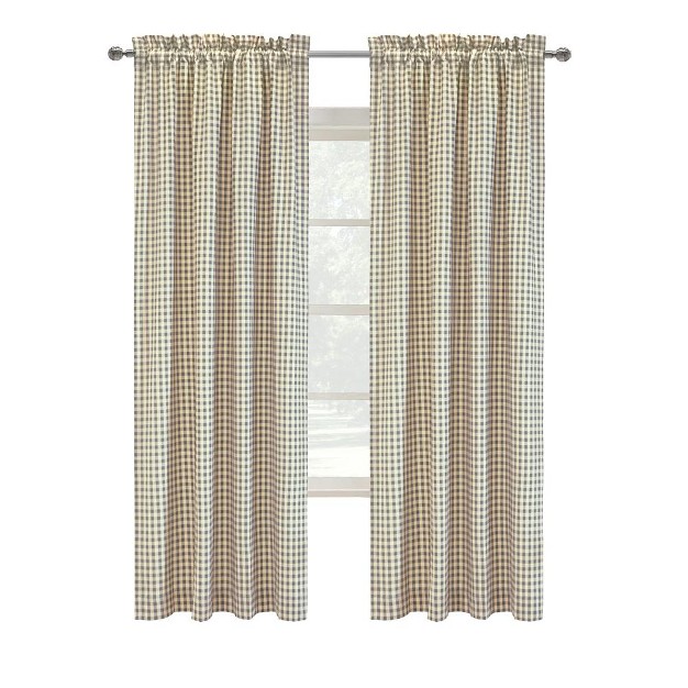 Thermalogic Checkmate Classic Room Darkening Simple Mini Check Pattern Pole Top Curtain Panel Pair Grey