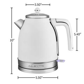 OVENTE 7.2-Cup White Stainless Steel Electric Kettle with Removable Filter Boil Dry Protection and Auto Shut Off Features KS777W