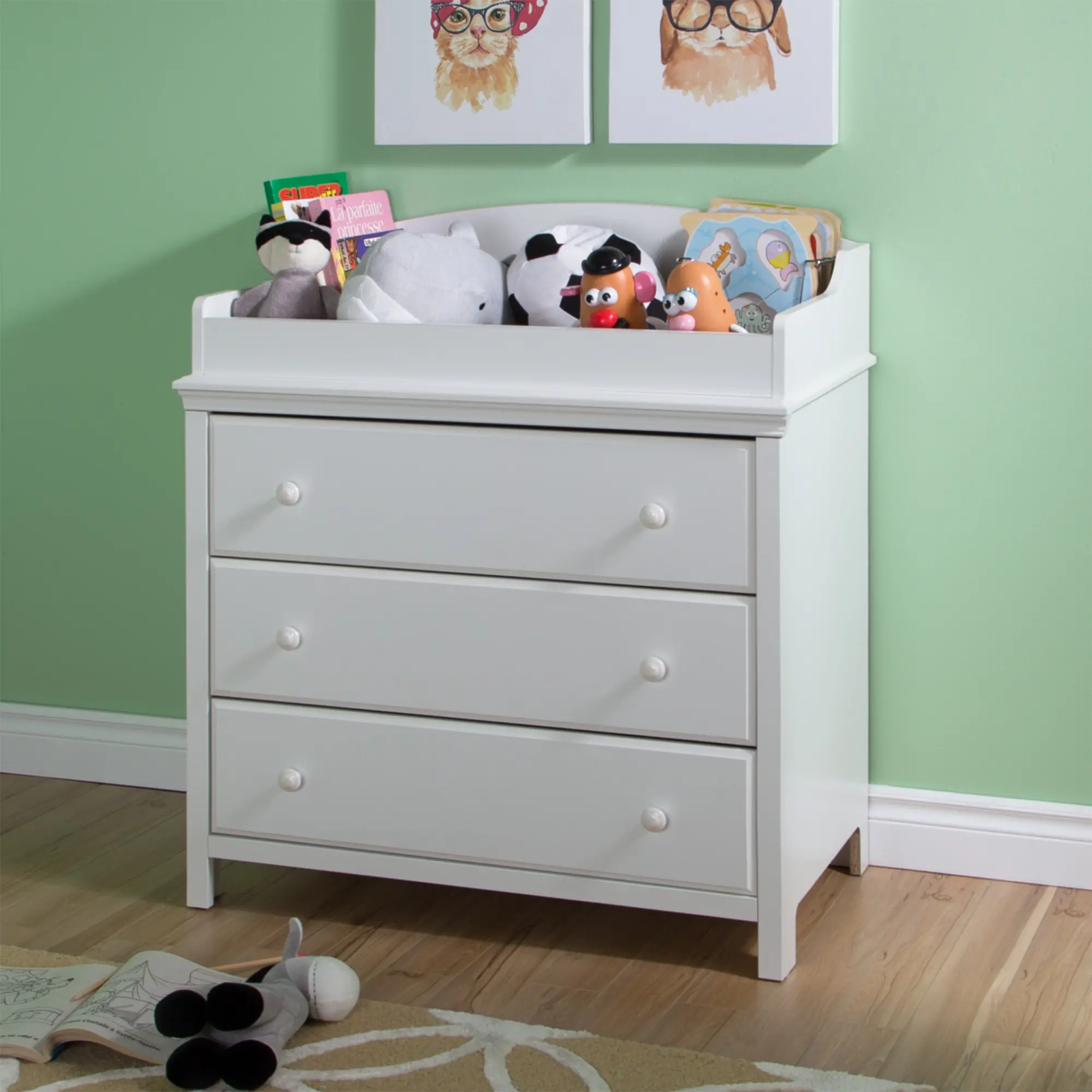 Cotton Candy White Changing Table with Drawers - South Shore