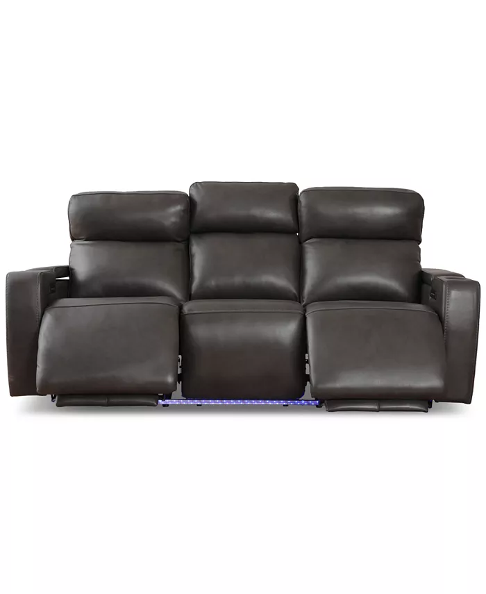 Furniture Greymel 84 Leather Sofa with Power Headrests