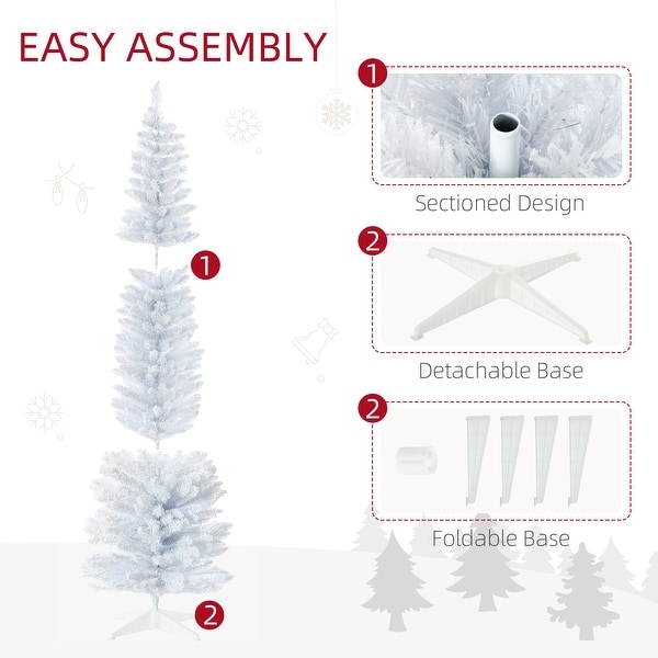 5' / 7' Christmas Tree，Slim Design with Realistic Branches，White