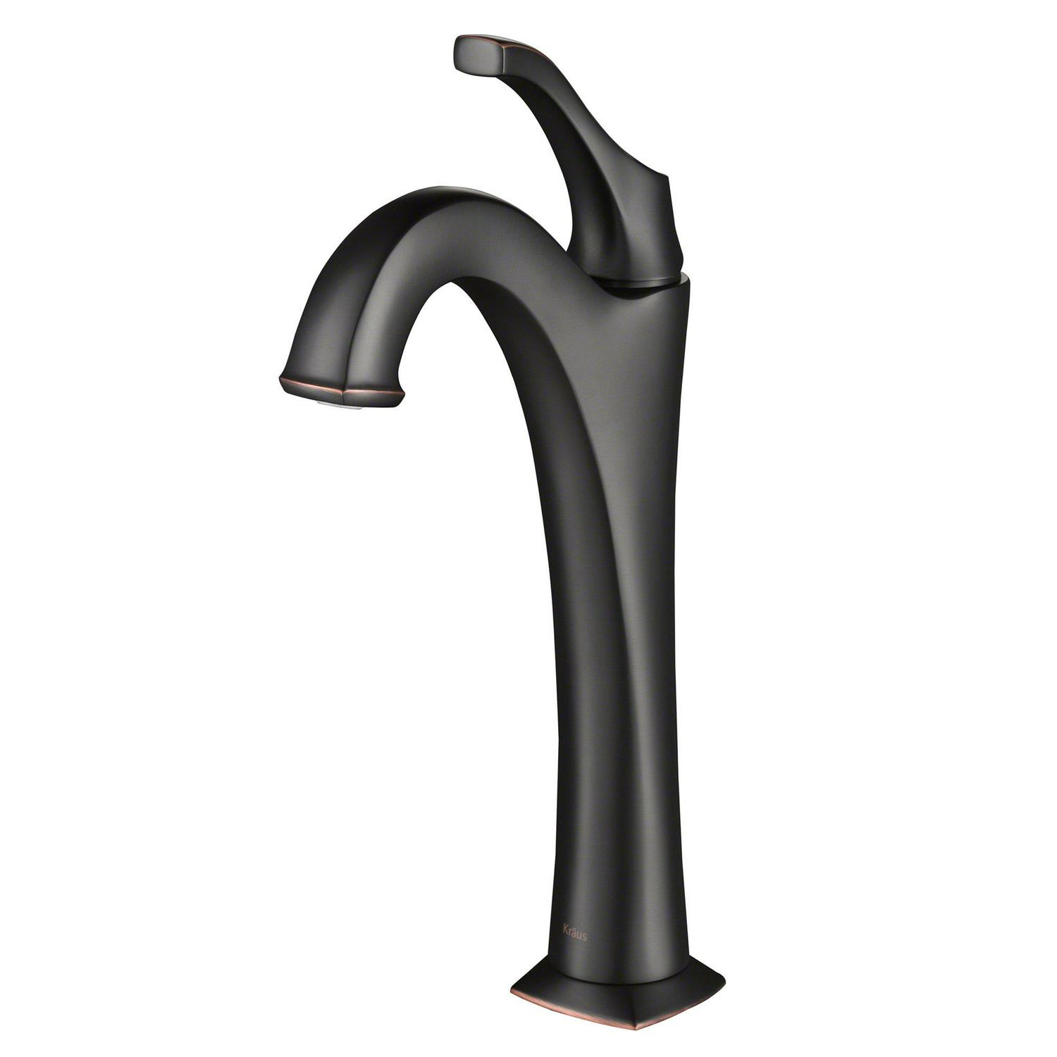 KRAUS Arlo Oil Rubbed Bronze Single Handle Vessel Bathroom Faucet with Pop Up Drain